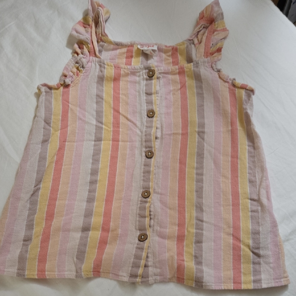 Cat & Jack Pink and Yellow Ruffled Blouse